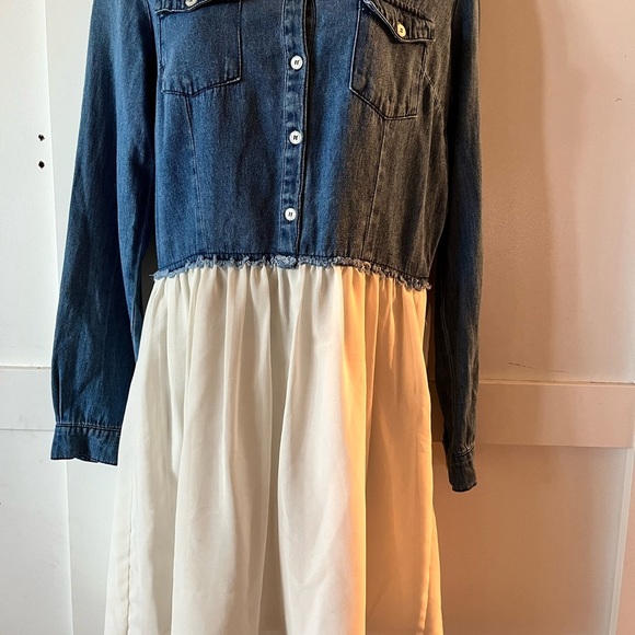 Denim Dress stampede Stella tweed Jean dress cream western coastal cowgirl - Picture 2 of 8